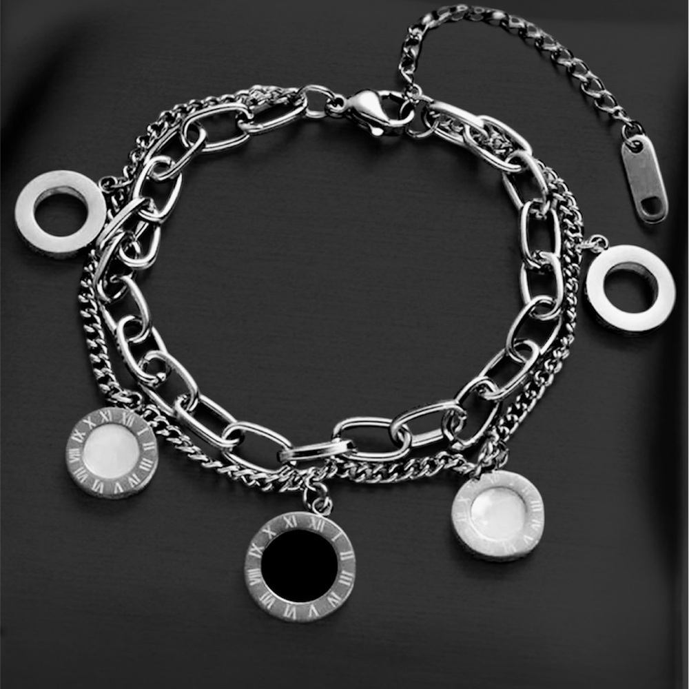 Silver Plated coins mother of pearl Bracelet  stainless steel womens jewelry